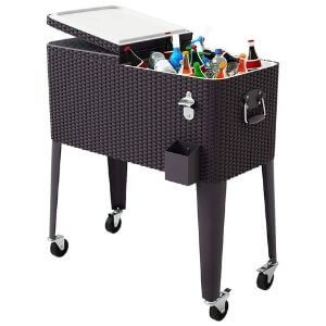 Giantex 80 Quart Rattan Rolling Cooler