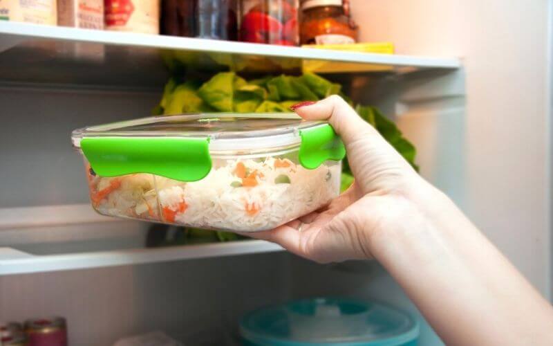 cooked rice in fridge